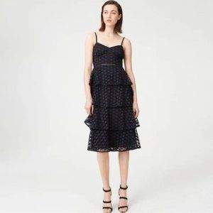 Club Monaco Becaw Tiered Lace Dress in Navy/Black Size 2